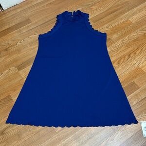 NWDT La Mode, sleeveless solid royal blue scallop trim retro/chic dress. Size XL